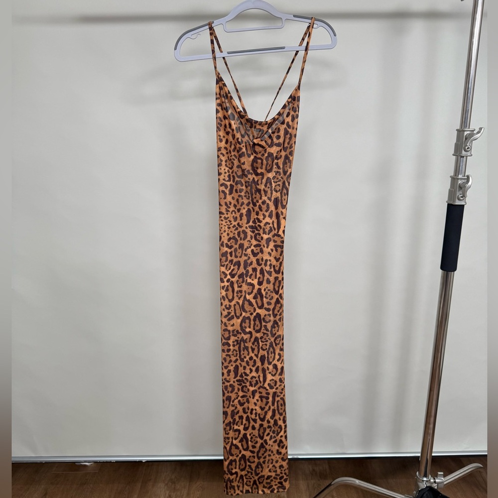 Sheer adjustable leopard dress